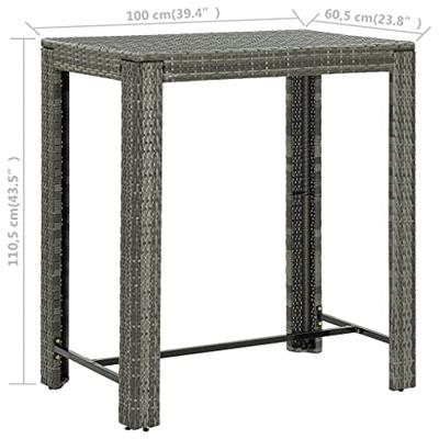 Tuinbartafel 100x60,5x110,5 cm poly rattan grijs