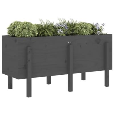 VidaXL Plantenbak verhoogd 121x50x57 cm massief grenenhout grijs