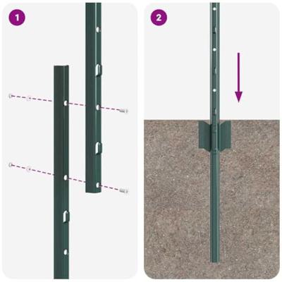 VidaXL Afrasteringspaal 5 pcs groen 140 cm staal