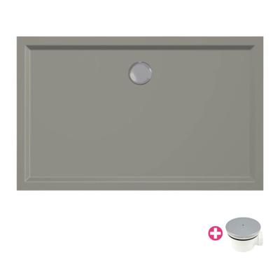 Douchebak Xenz Mariana | 120x75x4 cm | Incl.Afvoersifon-Chroom | Acryl | Rechthoekig | Cement mat
