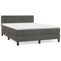 Boxspring met matras fluweel donkergrijs 140x200 cm - thumbnail