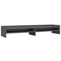 VidaXL Monitorstandaard 100x24x16 cm massief grenenhout grijs - thumbnail