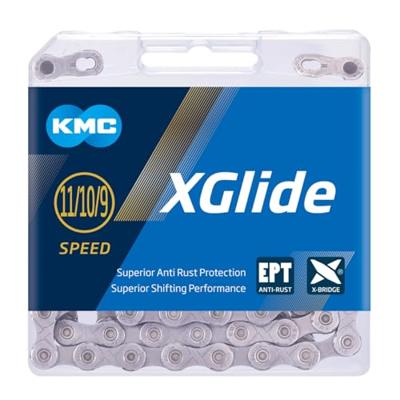 KMC xGlide EPT 9, 10 & 11 speed ketting, donker zilver, 118 schakel