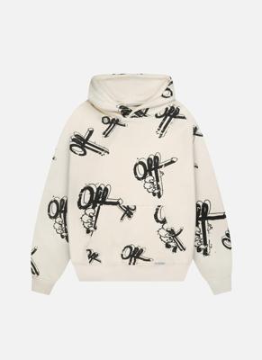 Off The Pitch Off Mark Hoodie Heren Gebroken Wit - Maat M - Kleur: Gebroken Wit | Soccerfanshop