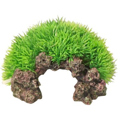 Plastic Green Moss op rots met uitstromer 16x8.5 cm Decoratie Gebr. de Boon - Gebr de boon