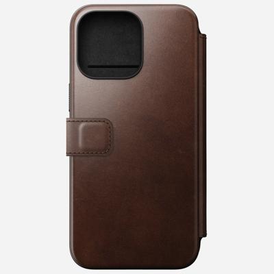 Nomad Modern Horween lederen folio iPhone 15 Pro Max - Rustic Brown