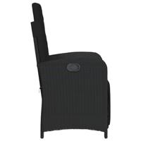 Tuinstoelen 2 st verstelbaar met voetensteun poly rattan zwart - thumbnail
