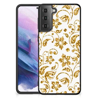 Samsung Galaxy S21 Plus Bloemen Hoesje Gouden Bloemen Samsung Galaxy S21 Plus Bloemen Hoesje Gouden Bloemen