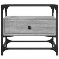 Salontafel met glazen blad 50x50x45 cm staal - thumbnail