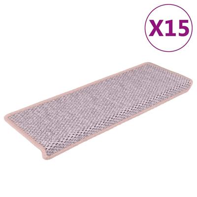 VidaXL Trapmatten zelfklevend 15 st sisal-look 65x21x4 cm roze