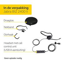 Jabra Biz 2400 II USB-A CC UC On-Ear Mono Headset - Unified Communications Geoptimaliseerde Noise-Cancelling Kabel-hoofdtelefoon met HD Voice en programmeerbare bedieningseenheid - thumbnail