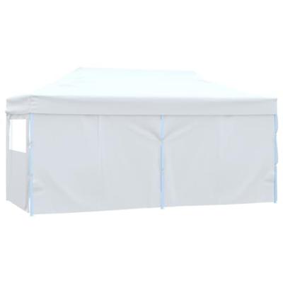 Partytent met 4 zijwanden inklapbaar 3x6 m staal wit - thumbnail
