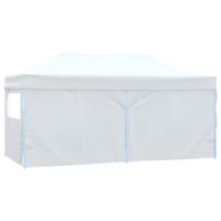 Partytent met 4 zijwanden inklapbaar 3x6 m staal wit - thumbnail