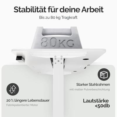 Zit sta Bureau In hoogte verstelbaar wit 140x60x73-118cm Zit sta Bureau In hoogte verstelbaar wit 140x60x73-118cm