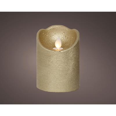 LED Waving kaars wax goud Ø7,5xH10cm
