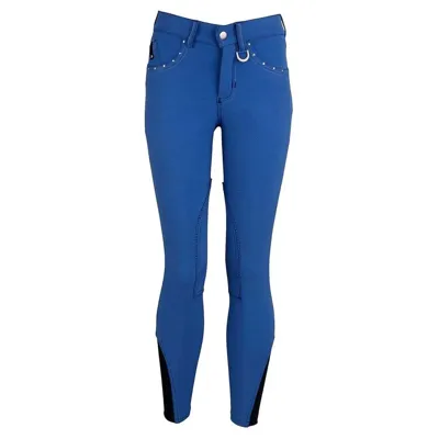 BR Madison kunstleder kinder rijbroek blauw maat:158