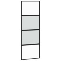 Schuifdeur met beslagset 76x205 cm gehard glas zwart - thumbnail