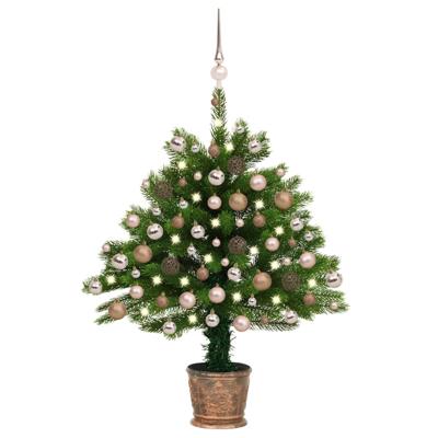 VidaXL Kunstkerstboom met verlichting en kerstballen 90 cm groen