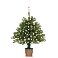 VidaXL Kunstkerstboom met verlichting en kerstballen 90 cm groen - thumbnail