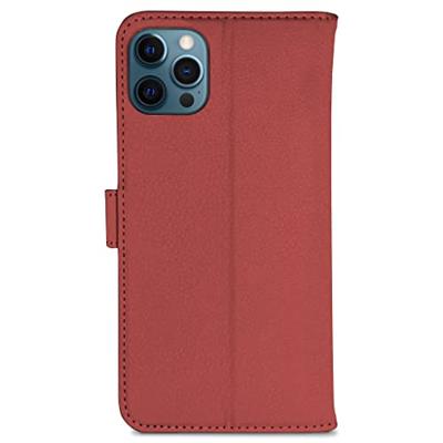 Høyde - Vegan lederen bookcase hoes - 100% Biologisch Afbreekbaar - iPhone 12 / 12 Pro - Rood