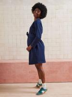 Korte zwangerschapsjurk in sweaterstof van molton marineblauw - thumbnail