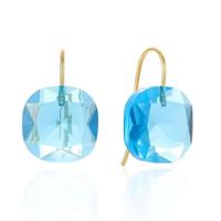 Cilla Jewels Luxe Oorbellen Dames - 925 Zilver, Gouden Afwerking, Lichtblauwe Zirkonia - thumbnail