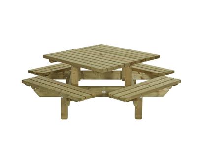 Picknicktafel vierkant 195x195 cm Talen Buitenmeubelen - Talen buitenmeubelen