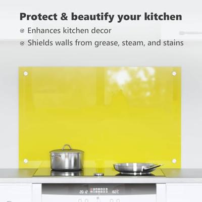 VidaXL Keuken spatscherm geel 80 x 50 cm gehard glas