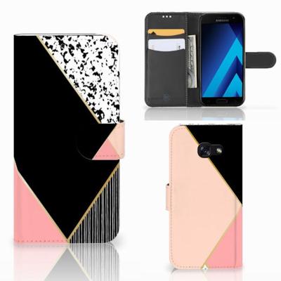 Samsung Galaxy A5 2017 | Book Case | Zwart Roze Vormen Samsung Galaxy A5 2017 | Book Case | Zwart Roze Vormen