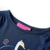 Kindershirt met lange mouwen zwanenprint 92 marineblauw - thumbnail