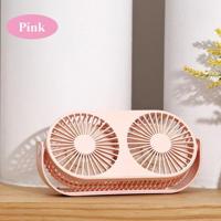 Kleine Bean Desktop Desktop Double Leaf USB mini fan (roze) - thumbnail