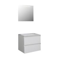 Badkamermeubel BWS Pepper Acryl Wastafel Met Kraangat Inclusief Spiegel Met LED Verlichting 60x55x46 cm Wit - thumbnail