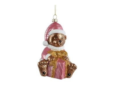 Kersthanger beer polystyreen 13 cm roze Kersthanger beer polystyreen 13 cm roze