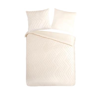 Pure Dekbedovertrek "luxe zizag biezen/ borduursels" - Wit - (135x200 cm) - Microfiber