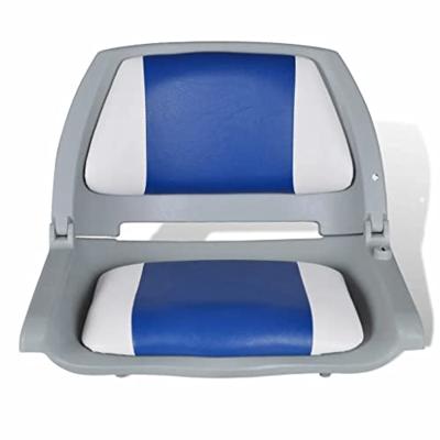 Opklapbare bootstoel met blauw-wit kussen 48x51x41 cm - thumbnail