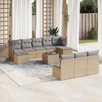 11-delige Tuinset met kussens poly rattan beige - thumbnail