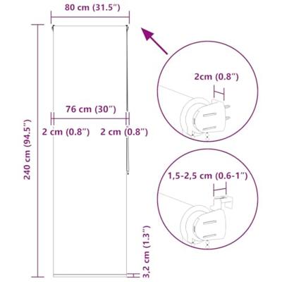 Doucherolgordijn 80x240 cm stofbreedte 76 cm