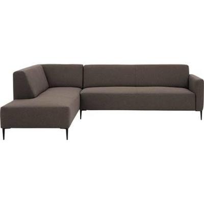 Goossens Bank Key West bruin, stof, 3-zits, modern design met ligelement links