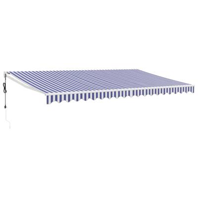 Luifel automatisch uitschuifbaar 5x3 m blauw en wit