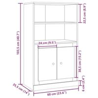 Hoge kast 60x35,5x103,5 cm bewerkt hout oud houtkleurig - thumbnail