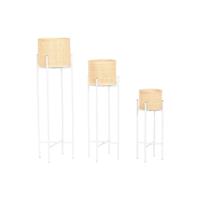 Grondlegger Home ESPRIT Wit Natuurlijk Metaal Bamboe 31 x 31 x 103 cm (3 Onderdelen) - thumbnail