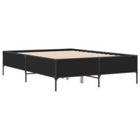 Bedframe bewerkt hout metaal zwart 120x190 cm - thumbnail