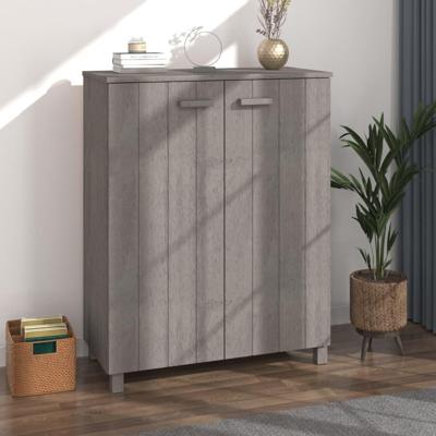 Schoenenkast HAMAR 85x40x108 cm massief grenenhout lichtgrijs