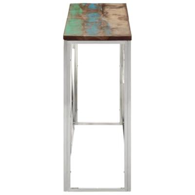 Wandtafel roestvrij staal en massief gerecycled hout zilver
