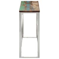 Wandtafel roestvrij staal en massief gerecycled hout zilver - thumbnail