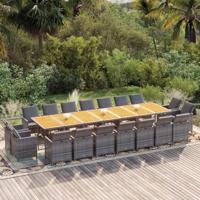 19-delige Tuinset met kussens poly rattan grijs - thumbnail