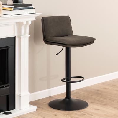 Bendt Draaibare Barkruk 'Ulysses' PU, kleur Antraciet (zithoogte 68-89cm)