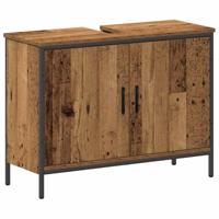 4-delige badkamermeubelset oud hout geïndustreerd hout - thumbnail