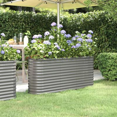 VidaXL Plantenbak 152x40x68 cm gegalvaniseerd staal grijs