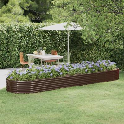 VidaXL Plantenbak 396x100x36 cm gegalvaniseerd staal bruin